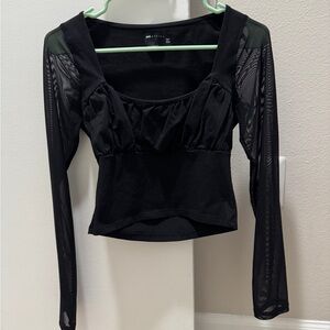 Black Sheer Sleeve Top
